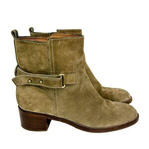 J.Crew Parker Ankle Booties Taupe Suede Moto Boots Straps Classic Full Leather 8